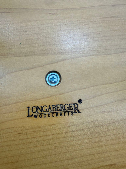 2000 Longaberger Newspaper & Magazine Basket Slant Back Wood Lid /rw