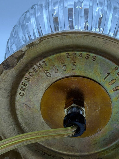 Crescent Brass and Crystal Cut Table Lamp 12” tall /rw