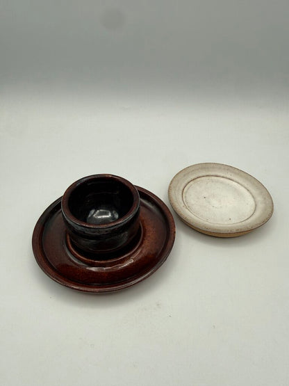 Crannog Banagher Irish Pottery Small Cup and Saucer Signed /ro