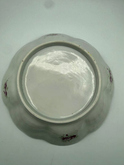 Antique Porcelain PInk Berry Serving Bowl Hand Painted Flowers /ro