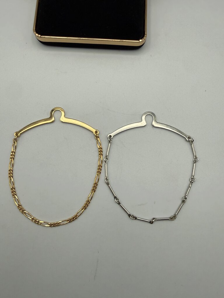 VTG Louis Roth Set of 2 Tie Bar Chain Gold/Silver Tone in box /ro