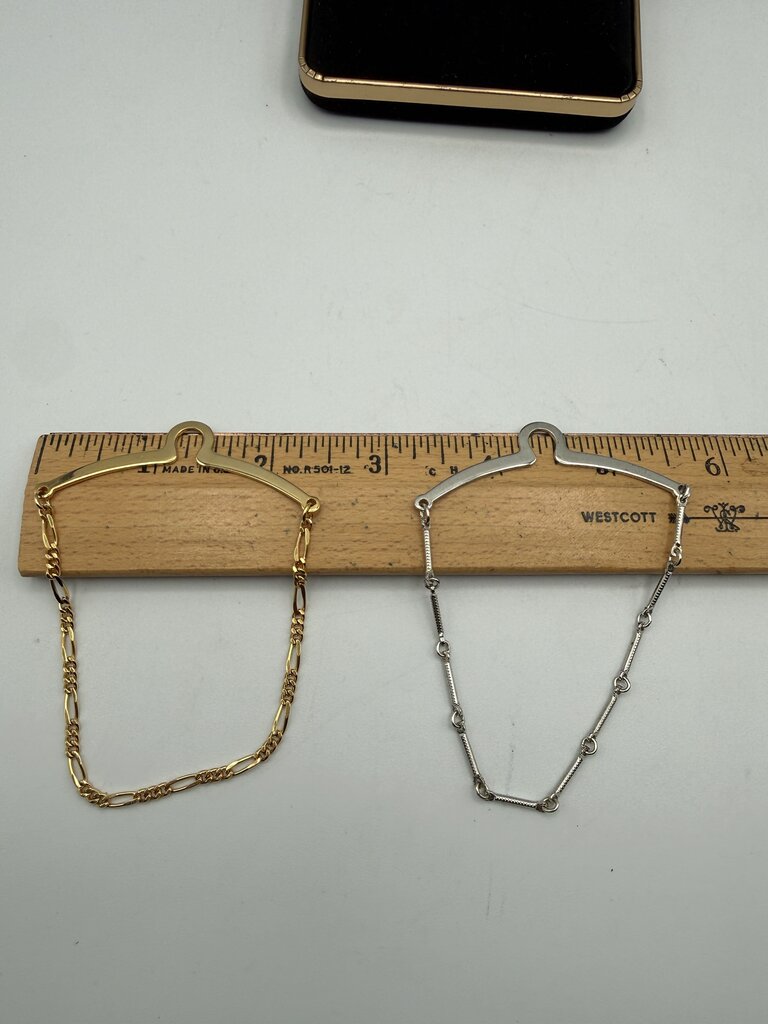 VTG Louis Roth Set of 2 Tie Bar Chain Gold/Silver Tone in box /ro
