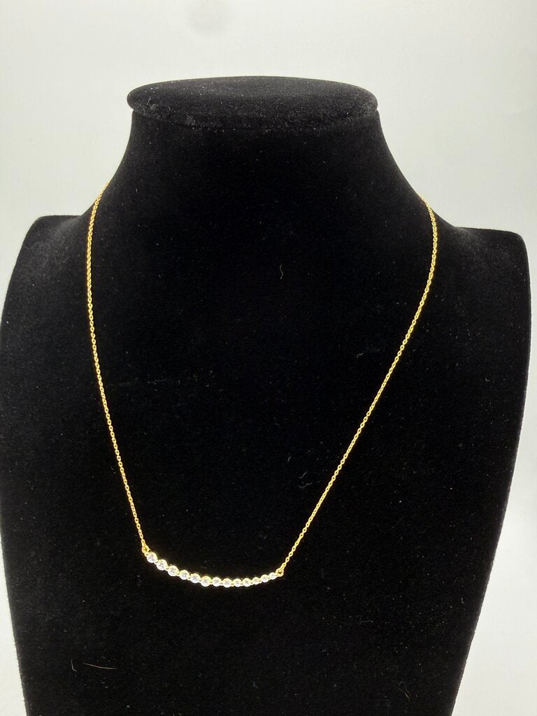 925 Gold Vermeil Chain Necklace w/Graduated CZ Pendant 18” /ro