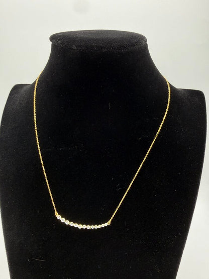925 Gold Vermeil Chain Necklace w/Graduated CZ Pendant 18” /ro