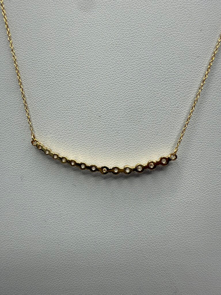 925 Gold Vermeil Chain Necklace w/Graduated CZ Pendant 18” /ro