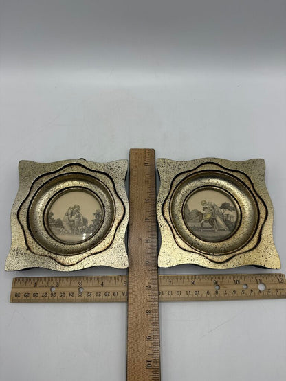 Set of 2 Framed Miniature Greek Themed Etchings /ro