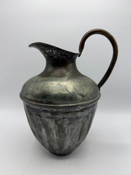 Vintage Hammered Metal Pitcher/Urn 12” tall /rw