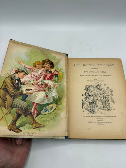 1902 Antique Children’s Game Book 240 Pages Illustrated /ro