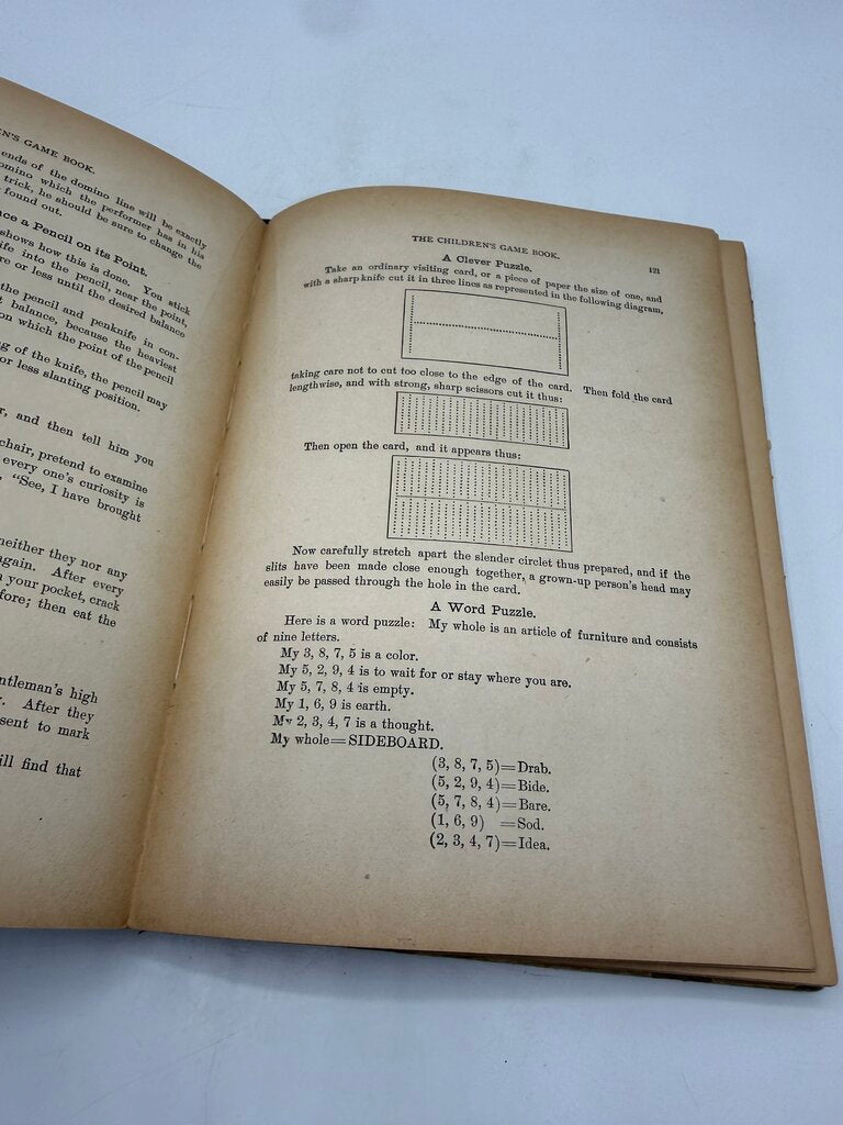 1902 Antique Children’s Game Book 240 Pages Illustrated /ro