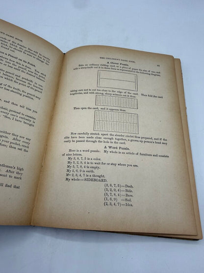 1902 Antique Children’s Game Book 240 Pages Illustrated /ro
