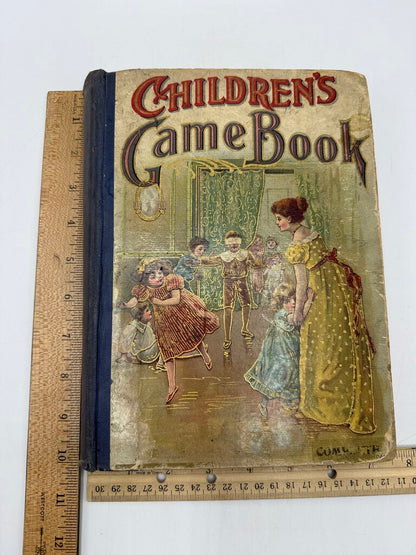 1902 Antique Children’s Game Book 240 Pages Illustrated /ro