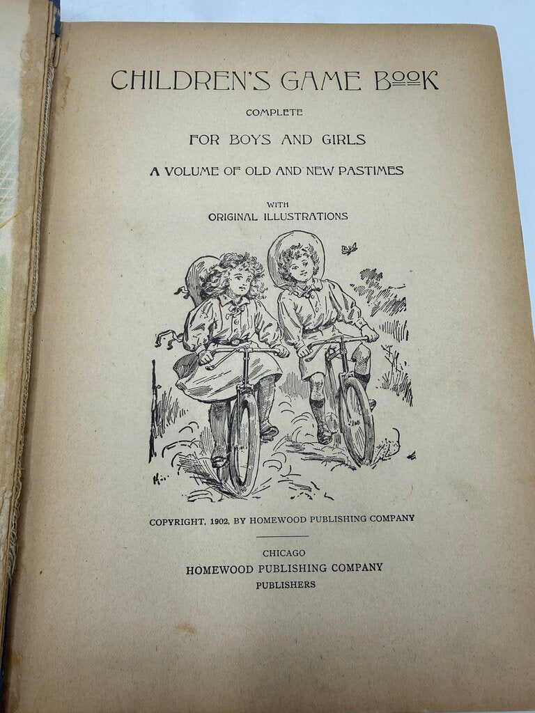 1902 Antique Children’s Game Book 240 Pages Illustrated /ro