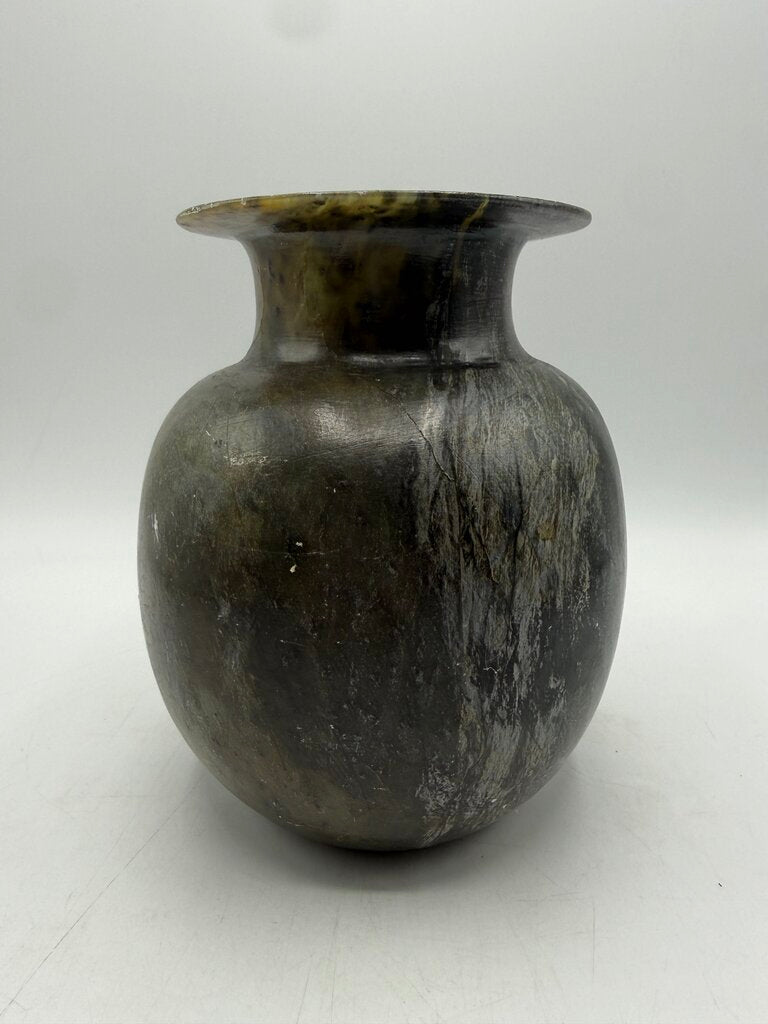 Hand Turned Alabaster Dark Green Vase 7” Tall /rw