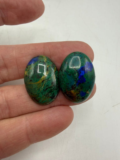 Malachite Green and Blue Lapis Earrings & Pin set /ro