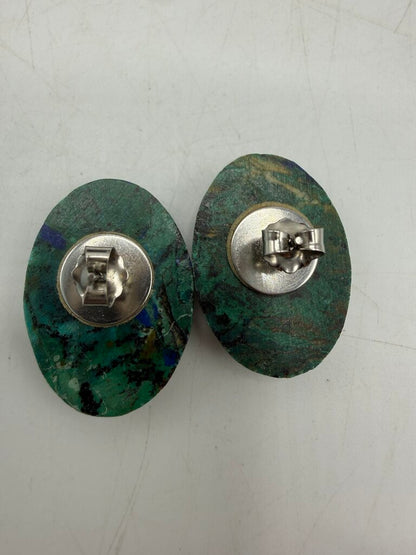 Malachite Green and Blue Lapis Earrings & Pin set /ro