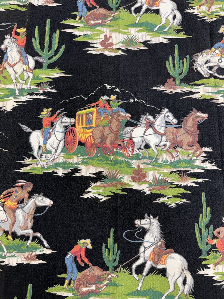 VTG Western Cowboy Theme 34”x32” Rectangle Table Cloth /rb