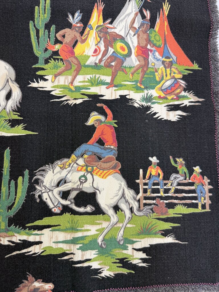 VTG Western Cowboy Theme 34”x32” Rectangle Table Cloth /rb