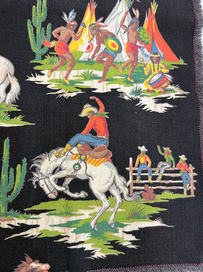 VTG Western Cowboy Theme 34”x32” Rectangle Table Cloth /rb