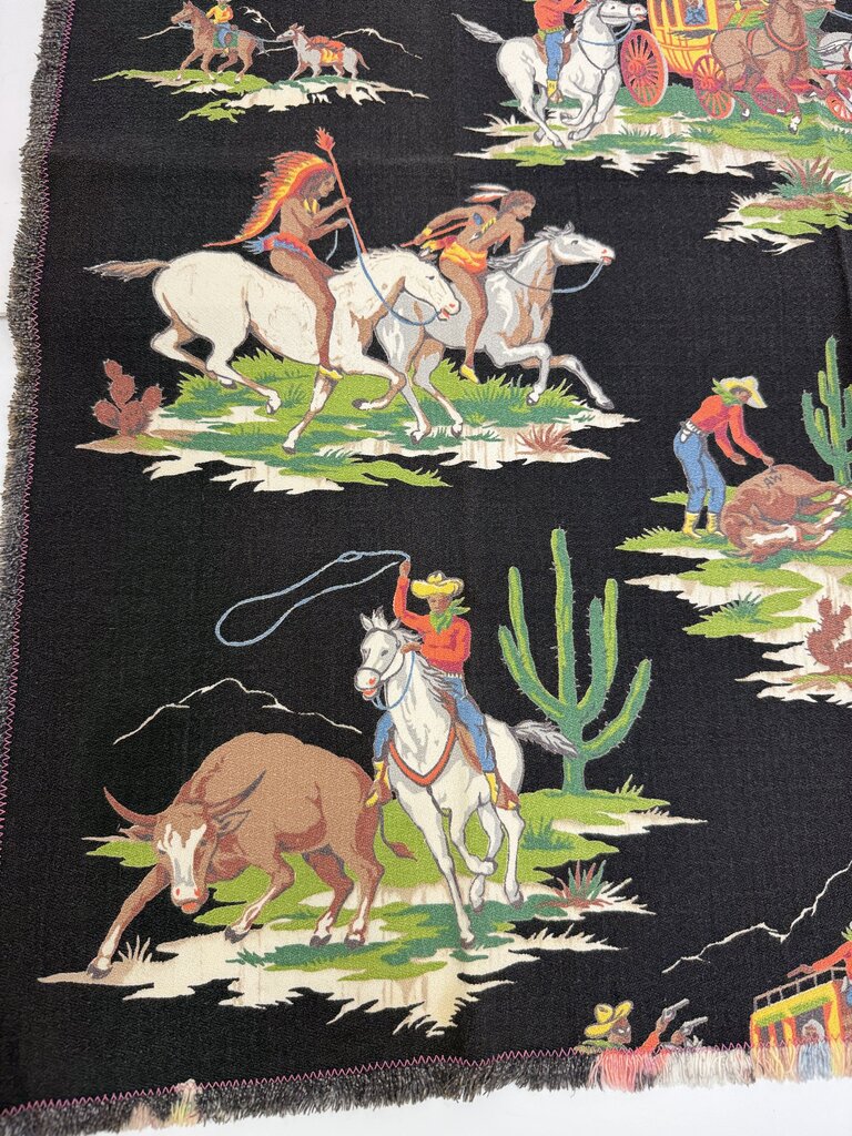 VTG Western Cowboy Theme 34”x32” Rectangle Table Cloth /rb