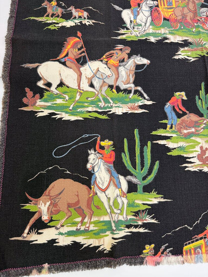 VTG Western Cowboy Theme 34”x32” Rectangle Table Cloth /rb