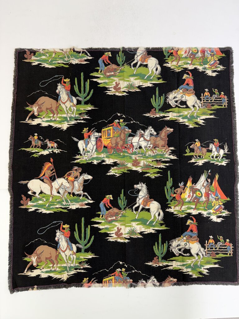 VTG Western Cowboy Theme 34”x32” Rectangle Table Cloth /rb