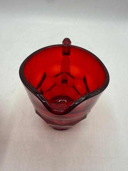 VTG Viking Glass Georgian Cranberry Honeycomb Sugar & Creamer w/lid /ro