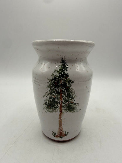 McCormick Pottery Hand Thrown Vase 6.5” Pine Tree Motif /rw