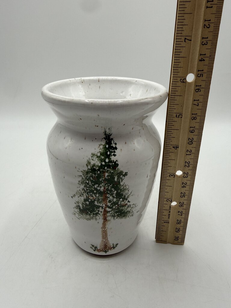 McCormick Pottery Hand Thrown Vase 6.5” Pine Tree Motif /rw