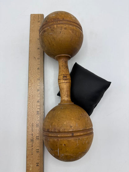 Antique Victorian Wood Dumbell 2 lbs. Decor /ro