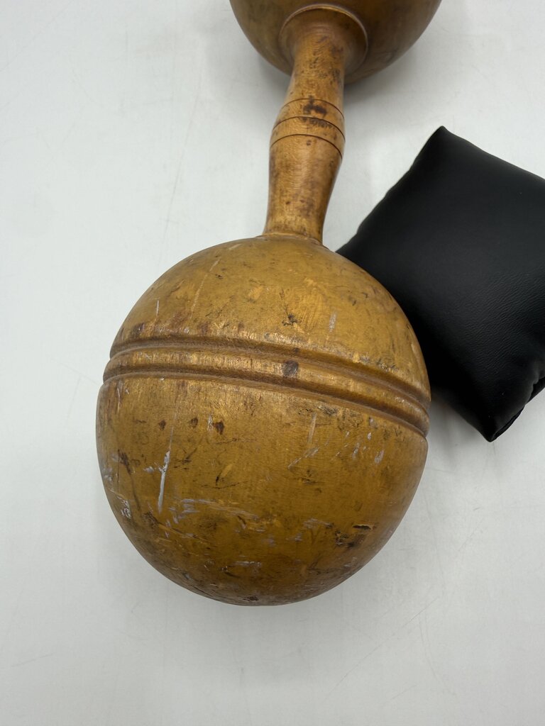 Antique Victorian Wood Dumbell 2 lbs. Decor /ro