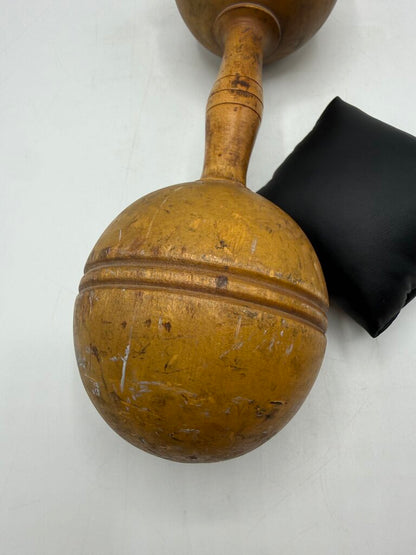 Antique Victorian Wood Dumbell 2 lbs. Decor /ro