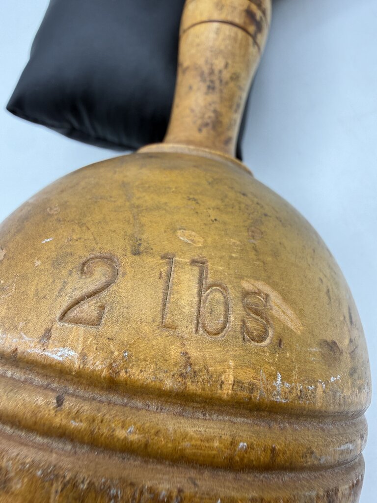 Antique Victorian Wood Dumbell 2 lbs. Decor /ro