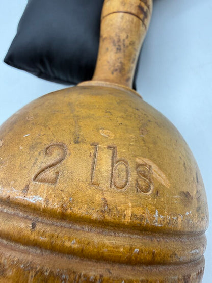 Antique Victorian Wood Dumbell 2 lbs. Decor /ro