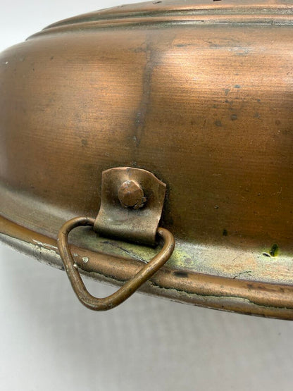 Antique Copper Colander Strainer 12” Display Farmhouse /rw