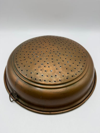 Antique Copper Colander Strainer 12” Display Farmhouse /rw