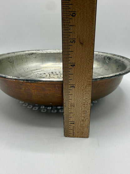 Antique Copper Colander Strainer 12” Display Farmhouse /rw
