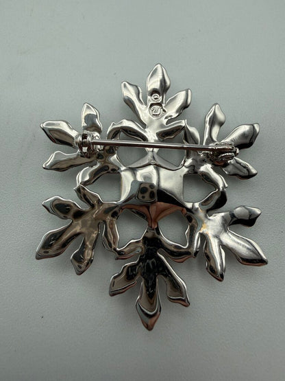 VTG Swarvoski Clear Crystal Snowflake Pin/Brooch Hallmarked /ro