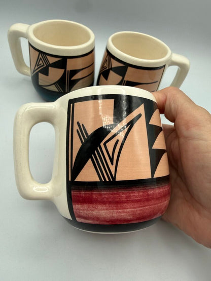 Set of 3 UTE Mountain Pottery Coffee Cups Signed /roh