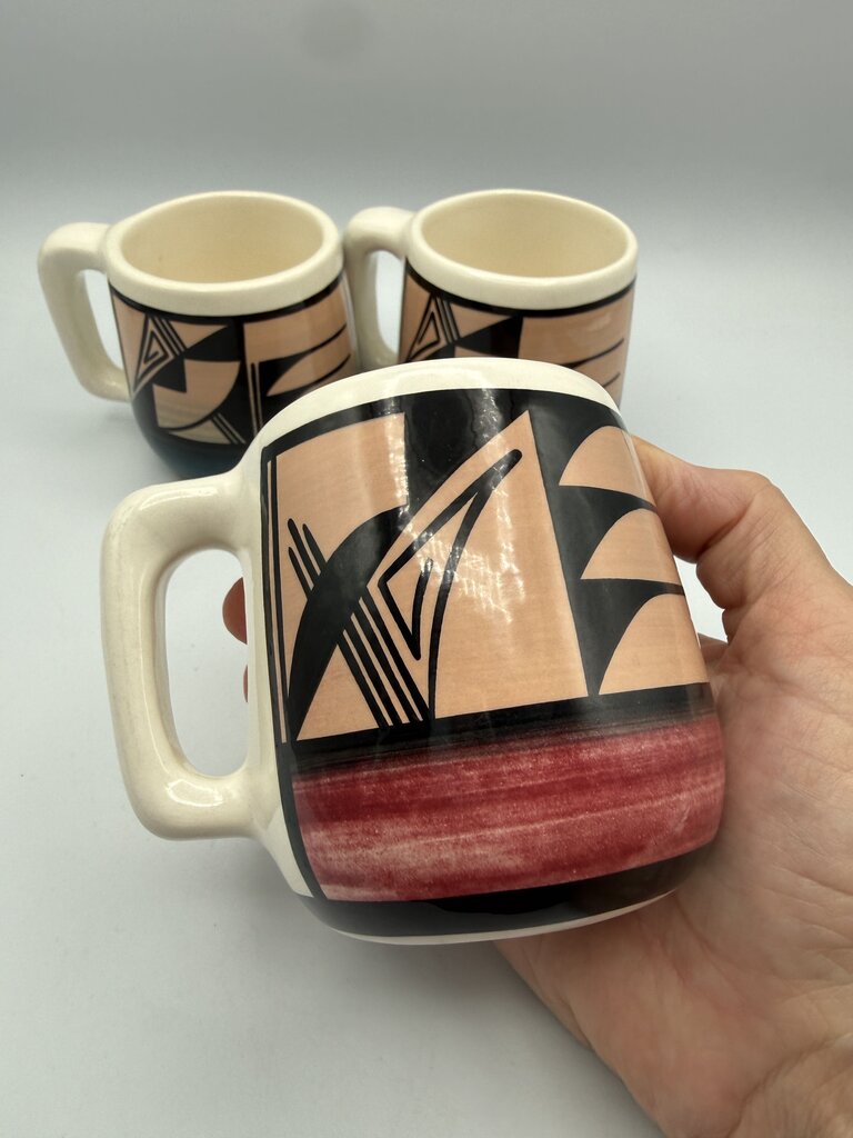 Set of 3 UTE Mountain Pottery Coffee Cups Signed /roh