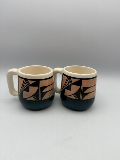 Set of 3 UTE Mountain Pottery Coffee Cups Signed /roh