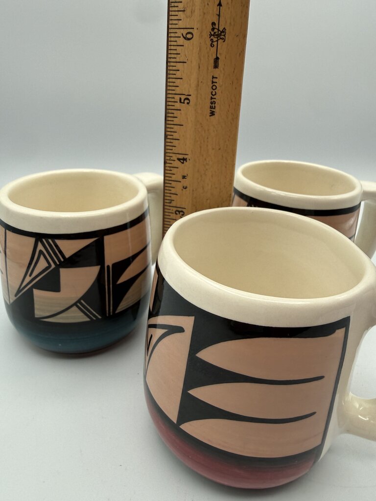 Set of 3 UTE Mountain Pottery Coffee Cups Signed /roh