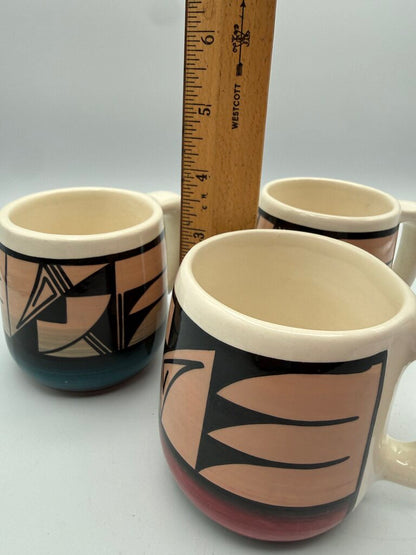 Set of 3 UTE Mountain Pottery Coffee Cups Signed /roh