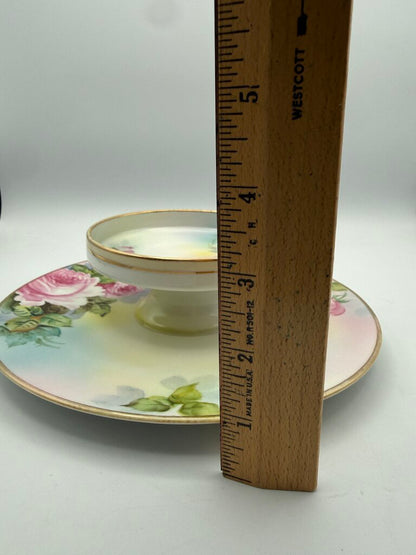 Antique Nippon M Wreath Hand Painted Pedestal Dish/Tray /roh
