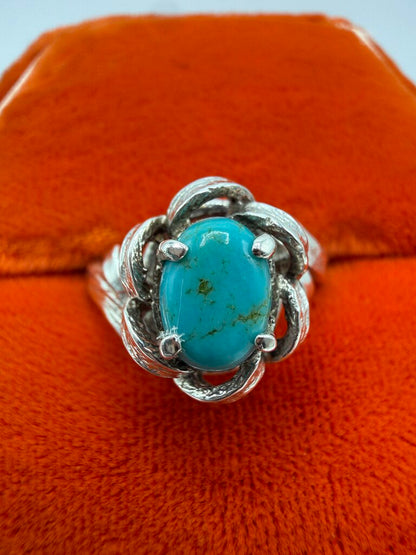 Vtg Sterling Silver Ring with Turquoise Stone Size 5.5 /ro