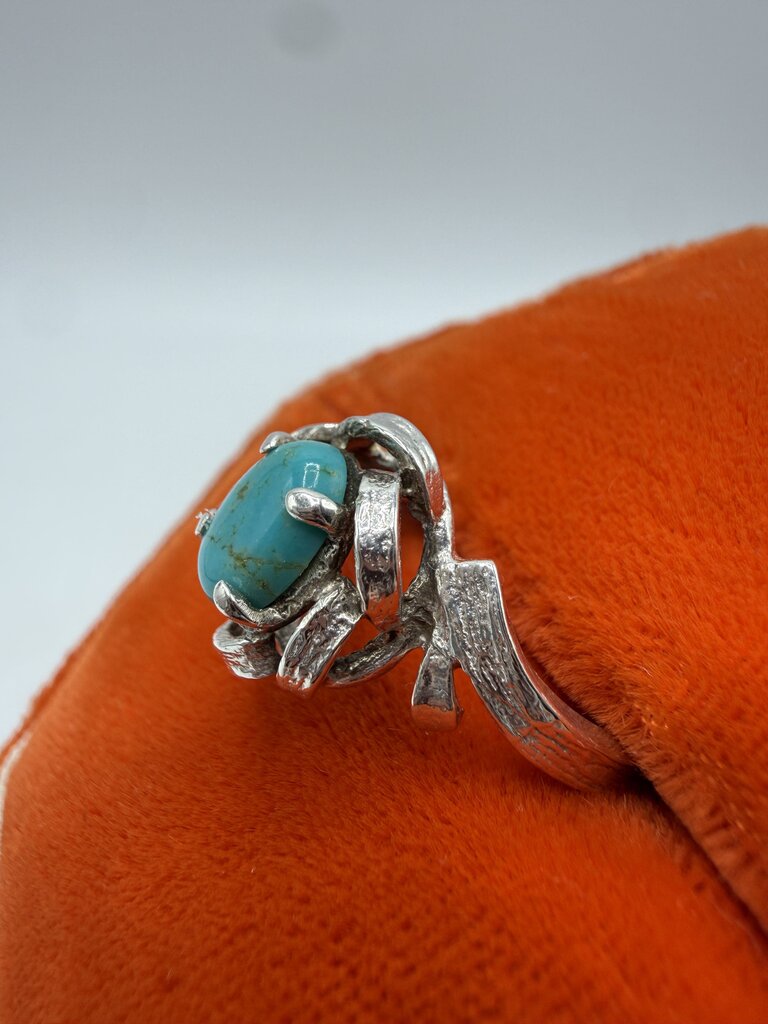 Vtg Sterling Silver Ring with Turquoise Stone Size 5.5 /ro