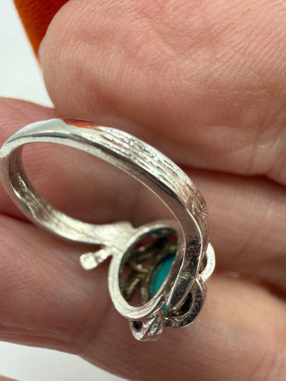 Vtg Sterling Silver Ring with Turquoise Stone Size 5.5 /ro