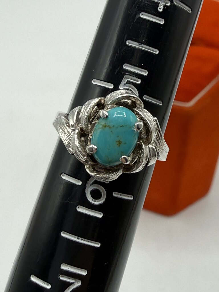 Vtg Sterling Silver Ring with Turquoise Stone Size 5.5 /ro