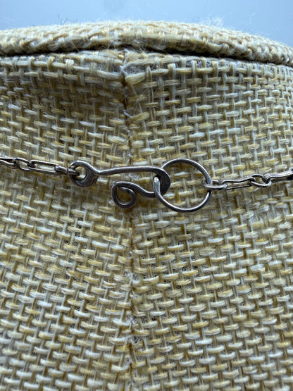 Vtg Amber Cabochon Gemstone Pendant w/Sterling setting 15” Chain Necklace /ro