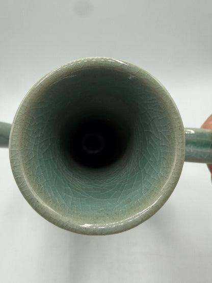 VTG Korean Celadon Green Flying Crane Tea Pot /rw