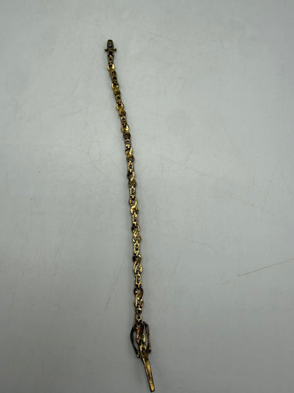 Vintage 7” Sterling Silver Gold Plated Triple CZ Bracelet /ro